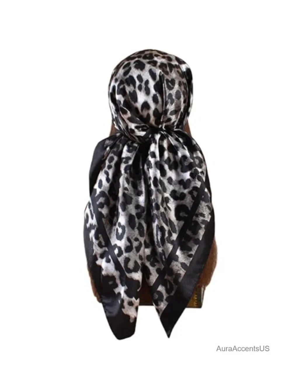 Square Silk Touch Satin Scarf for Hair Neck Bag 35x35 Leopard Print Headwrap